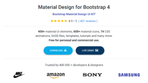 Screenshot Material Design for Bootstrap 4 